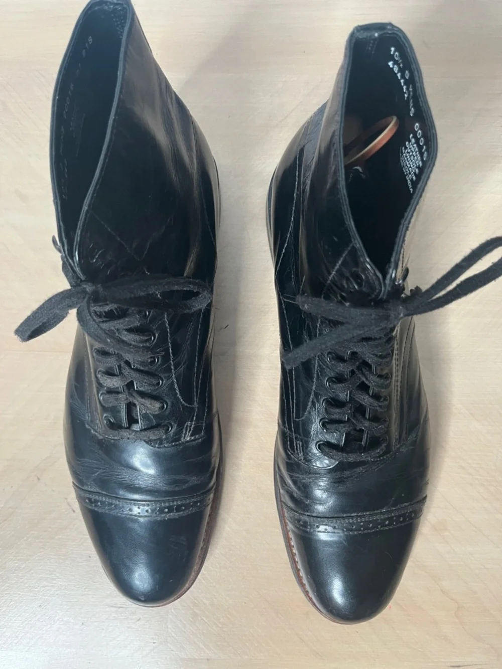 Stacy Adams Madison Cap-Toe Lace-Up Men's Boot Black Leather Size 10.5 D